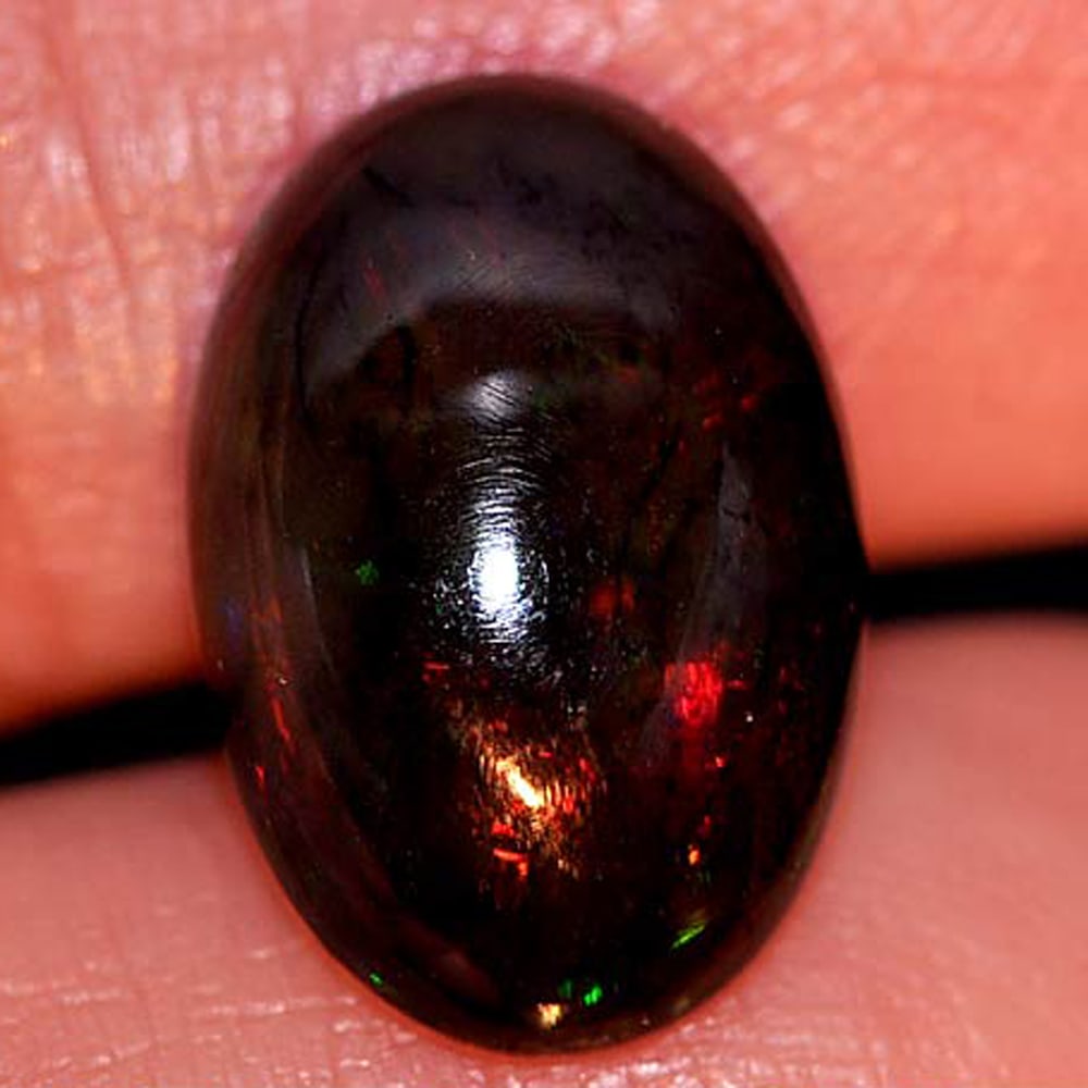 Natural Fire Red Black Opal  3.50 Ct. Oval Cabochon Shape 14.1 x 9.6 Mm. Gemstone (1 of 3)