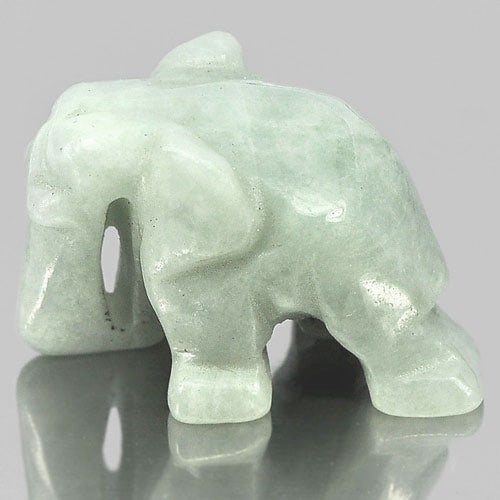 Natural Green Jade 51.25 Ct. Elephant Carving 26 x 17 x 15 Mm. Gemstone Unheated: Product ID: 819813053 Product Name: Natural Jade Weight: 51.25 CT. Size: 26 x 17 x 15 MM. Shape: Elephant Carving Color: Green Clarity:Opaque Luster: Good Gems Origin: Thailand Treatment: Unheated Cry
