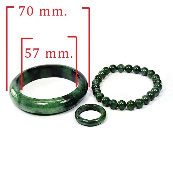 Natural Green Jade 425.00Ct. Bangle And Ring Set 3 Pcs Gemstone From Myanmar (1 of 3)
