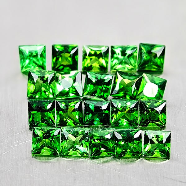 Natural Green Chrome Tourmaline 1.54 Ct. 20 Pcs. Square Princess Cut 2.5 Mm Gemstones From Nigeria (1 of 3)