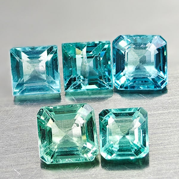 Natural Paraiba Color Apatite 2.74 Ct. 5 Pcs Mixed Shape 4.7 Mm Gemstones From Tanzania (1 of 3)