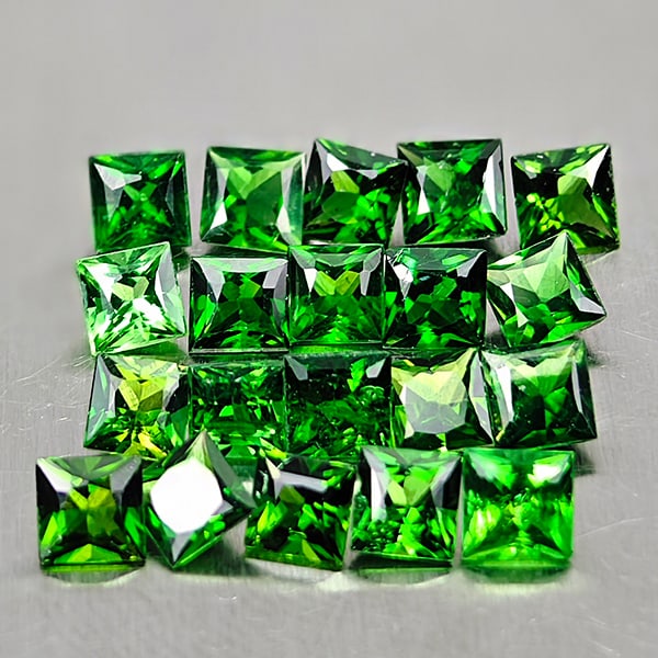 Natural Green Chrome Tourmaline 1.83 Ct. 20 Pcs. Square Princess Cut 2.8 Mm Gemstones From Nigeria (1 of 3)