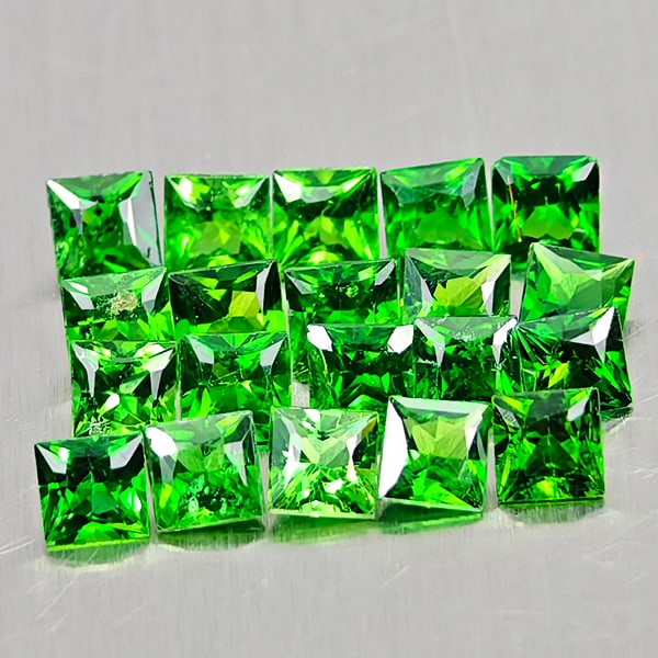 Natural Green Chrome Tourmaline 1.51 Ct. 20 Pcs. Square Princess Cut 2.5 Mm Gemstones From Nigeria (1 of 3)