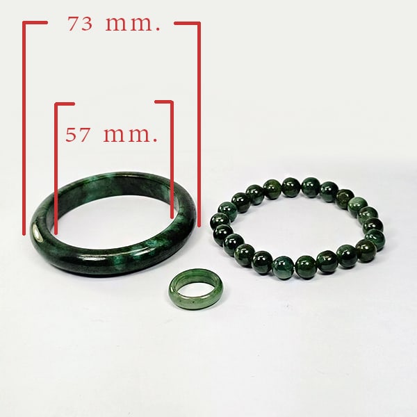 Natural Genuine Burmese Jade 400.00Ct. Bangle Round Cabochon  And Ring  Set 3 Pcs Gemstones From (1 of 3)