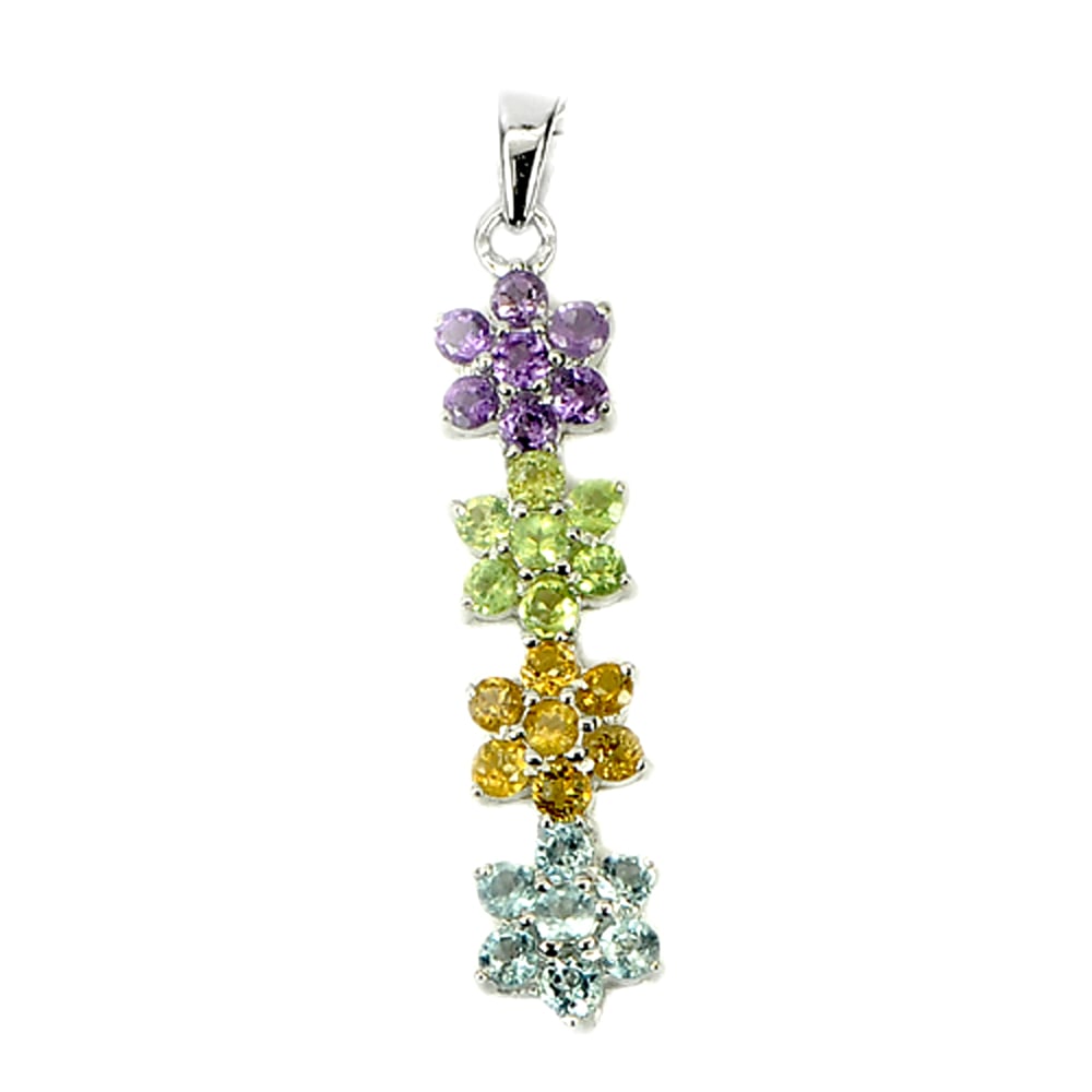 Natural Amethyst Peridot Citrine and Topaz 925 Sterling Silver Jewelry Pendant 3.88 Grams (1 of 3)