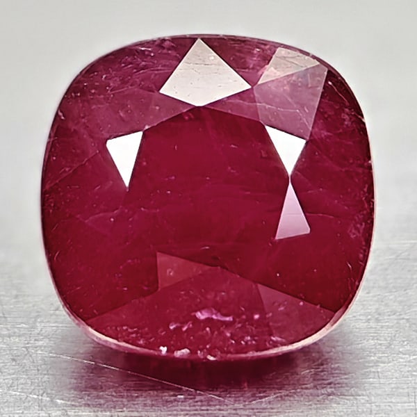 Natural Red Ruby 3.47 Ct. Cushion Shape 7.5 Mm Gemstone From Madagascar (1 of 3)