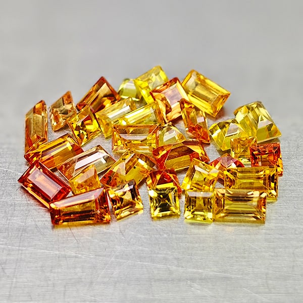 Natural Orange Yellow Sapphire 3.38 Ct. 32 Pcs Mixed Shape 3.5 x 2.2 Mm Gemstones From Tanzania (1 of 3)