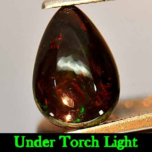 Natural Fire Red Black Opal 1.79 Ct. Pear Cabochon Shape 11.8 x 8.3 Mm Gemstone From Ethiopia (1 of 3)