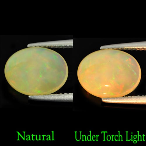 Natural Multi-Color Opal 2.13 Ct. Oval Cabochon Shape 11.7 x 9 Mm. Unheated Gemstone (1 of 3)
