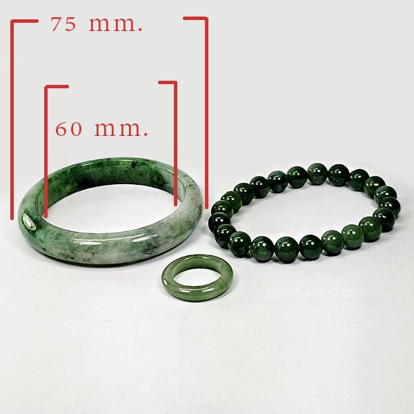 Natural Green Jade 450.00Ct. Bangle Round Cabochon And Ring Set 3 Pcs Gemstones From Burma (1 of 3)