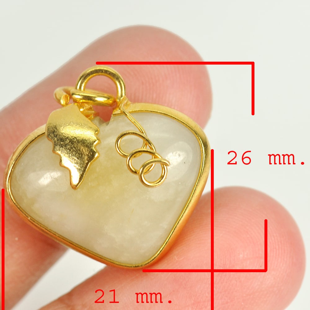 Natural Multi-Color Jade Heart Nickel Pendant 26 x 21 Mm. 28.56 Ct. Gemstone From Thailand (1 of 3)