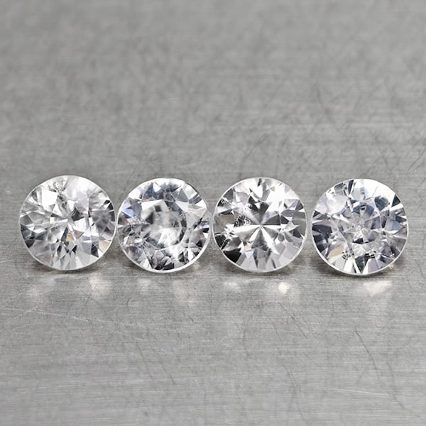 Natural White Zircon 1.56 Ct. 4 Pcs. Round Diamond Cut 4.1 Mm Gemstones From Cambodia: Product ID: 807742870 Product Name: Natural Zircon Weight: 1.56 CT. Size: 4.1 x 4.1 x 2.6 MM. Shape: Round Diamond Cut Color: White Clarity:VVS Luster: Good Gems Origin: Cambodia Treatment: Heated Cry