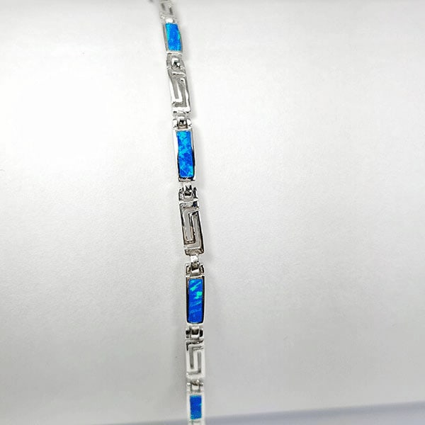 952 Sterling Silver Bracelet Jewelry with Multi Color Blue Opal Length 7.5 Inch. (1 of 3)