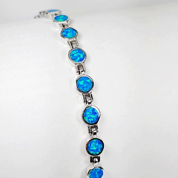 925 Sterling Silver Bracelet Jewelry with Multi Color Blue Opal Length 7.3 Inch. (1 of 3)