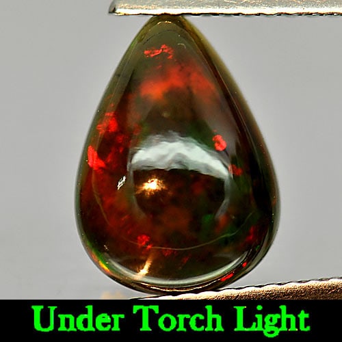 Natural Play Of Color Rainbow Fire Red Black Opal 1.92 Ct. Pear Cabochon Shape 11.5 x 8.4 Mm (1 of 3)