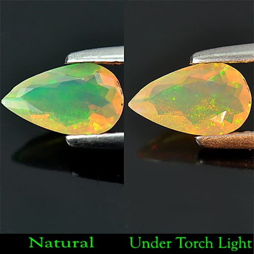 Natural Multi Color Opal 0.50 Ct. Pear Shape 8.7 x 5.2 Mm. Gemstone Unheated: Product ID: 818718680 Product Name: Natural Opal Weight: 0.50 CT. Size: 8.7 x 5.2 x 3.2 MM. Shape: Pear Color: Multi Color Clarity:Semi - Transparent Luster: Good Gems Origin: Ethiopia Treatment: Unhe