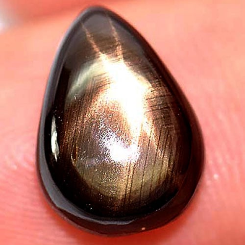 Natural Black Sapphire Star 6 Rays 5.79 Ct. Pear Cabochon 12.2 x 8.8 Mm Gemstone From Thailand (1 of 3)