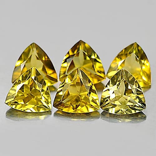 Natural Green Yellow Tourmaline 1.23 Ct. 6 Pcs. Trilliant Shape 4.1 Mm. Gemstone From Nigeria: Product ID: 807248746 Product Name: Natural Tourmaline Weight: 1.23 CT. Size: 4.1 x 4.1 x 2.3 MM. Shape: Trilliant Color: Green Yellow Clarity:VSI Luster: Good Gems Origin: Nigeria Treatment: Unheated
