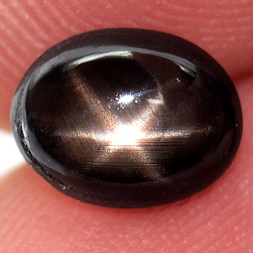 Natural Black Star 6 Rays Sapphire 1.89 Ct. Oval Cabochon Shape 7.9 x 6.2 Mm Gemstone From Thailand: Product ID: 806136141 Product Name: Natural Star Sapphire Weight: 1.89 CT. Size: 7.9 x 6.2 x 3.4 MM. Shape: Oval Cabochon Color: Black Clarity:Opaque Luster: Good 6 Rays Star Gems Origin: Thailand Tre
