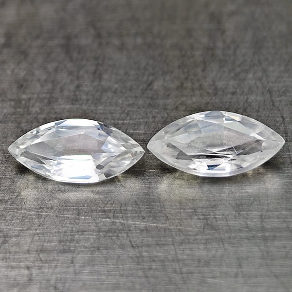 Natural White Zircon 1.53 Ct. 2 Pcs Marquise Shape 8 x 4.1 Mm Gemstones From Cambodia (1 of 3)