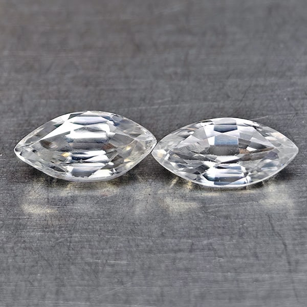 Natural White Zircon 1.64 Ct. 2 Pcs Marquise Shape 7.7 x 3.9 Mm Gemstones From Cambodia: Product ID: 807742891 Product Name: Natural Zircon Weight: 1.64 CT. Size: 7.7 x 3.9 x 3.1 MM. Shape: Marquise Color: White Clarity:VSI Luster: Very Good Gems Origin: Cambodia Treatment: Heated Crystal