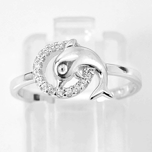 925 Sterling SilverRing Jewelry Lovely Dolphin Design Size 7 (1 of 3)