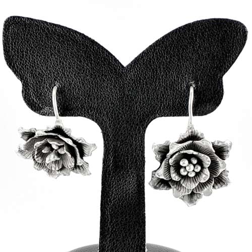 925 Sterling Silver Earrings Jewelry Beautiful Flower Design 7.60 Grams (1 of 3)