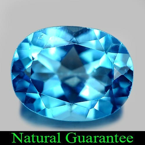 Natural Swiss Blue Topaz 2.27 Ct. Oval Shape 9.2 x 7.1 Mm. Gemstone From Brazil: Product ID: 807162245 Product Name: Natural Blue Topaz Weight: 2.27 CT. Size: 9.2 x 7.1 x 4.5 MM. Shape: Oval Color: Swiss Blue Clarity:VSI Luster: Good Gems Origin: Brazil Treatment: Treated Crystal 