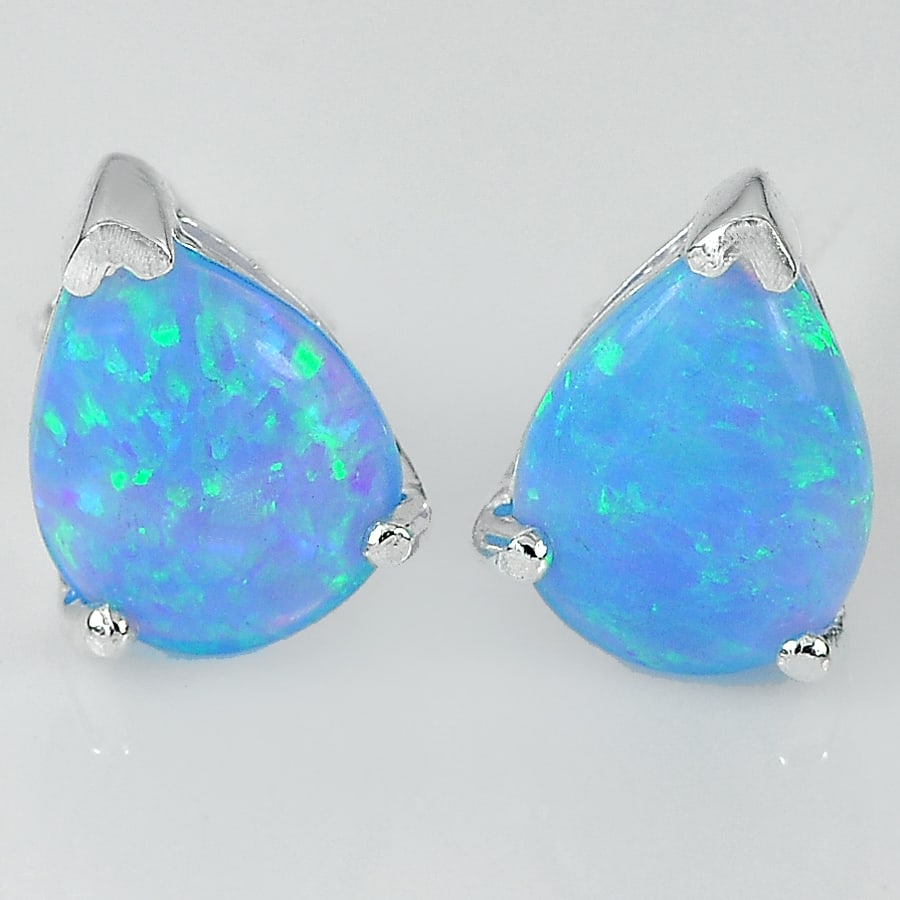 925 Sterling Silver Stud Earrings Jewelry with Multi Color Blue Created Opal 1.47 Grams: Product ID: 280220036 Product Type: 925 Sterling Silver Fine Jewelry Jewelry Weight: 1.47 Grams. Gemstones Color: Multi-Color Metal: Solid Silver 92.5%. Gemstone Detail: Average Range 0.71 - 0.86 Gram