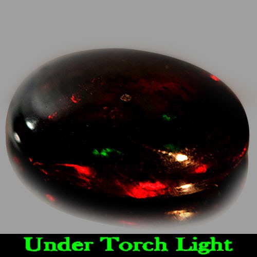 Natural Fire Red Black Opal 1.50 Ct. Oval Cabochon Shape 11 x 7.6 Mm. Gemstone (1 of 3)