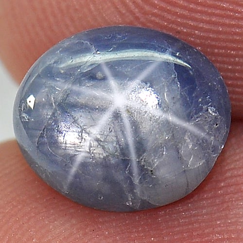 Blue Star Natural Sapphire 3.89 Ct. Oval Cabochon 9.4 x 8 Mm Gemstone From Thailand: Product ID: 806149347 Product Name: Natural Star Sapphire Weight: 3.89 CT. Size: 9.4 x 8 x 4.8 MM. Shape: Oval Cabochon Color: Blue Clarity:Opaque Luster: Good 6 Rays Star Gems Origin: Thailand Treatm