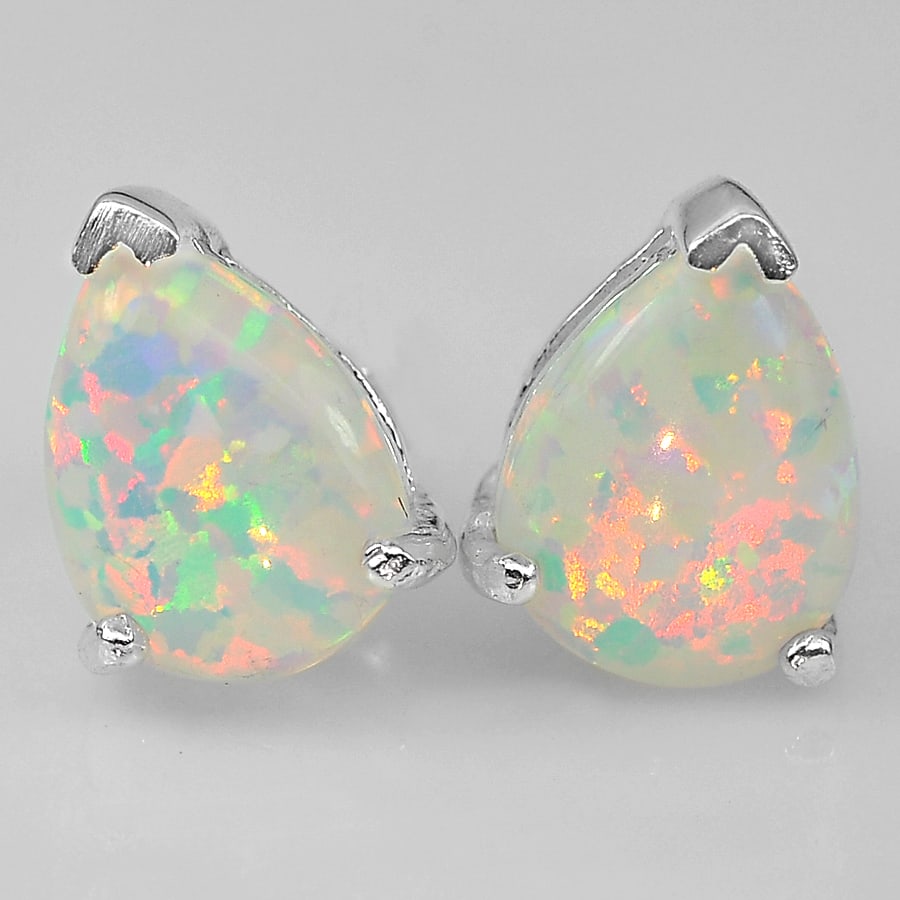 1.48 Grams Multi Color White Created Opal Real 925 Sterling Silver Stud Earrings: Product ID: 280220035 Product Type: 925 Sterling Silver Fine Jewelry Jewelry Weight: 1.48 Grams. Gemstones Color: Multi-Color Metal: Solid Silver 92.5%. Gemstone Detail: Average Range 0.71 - 0.86 Gram