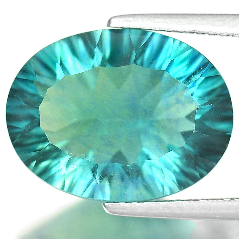 Natural Multi-Color Fluorite 9.82 Ct. Oval Concave Cut 16 x 12.2 Mm. Gemstone From Brazil (1 of 3)