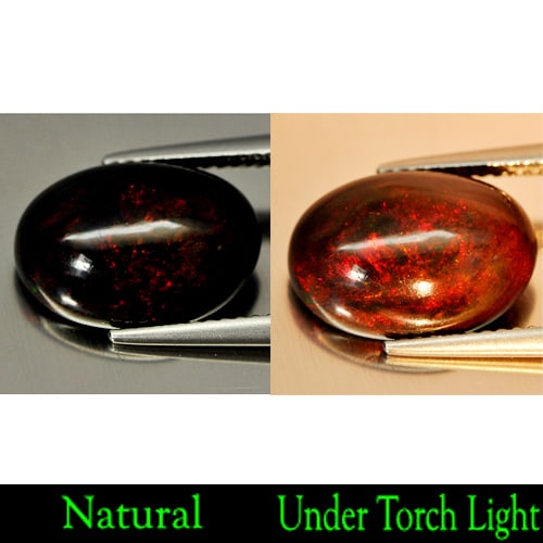 Natural Fire Red Black Opal 3.78 Ct. Play Of Color Rainbow Oval Cabochon Shape 14.1 x 10 Mm.: Product ID: 818725526 Product Name: Natural Opal Weight: 3.78 CT. Size: 14.1 x 10 x 5.4 MM. Shape: Oval Cabochon Color: Rainbow Fire Red Black Clarity:Opaque Luster: Iridescent Gems Origin: Ethiopia T