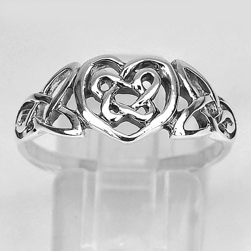 925 Sterling Silver Heart Design Ring Size 7 Beautiful  2.47 Grams (1 of 3)