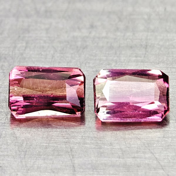 Natural Party Color Pink Tourmaline 0.91 Ct. 2 Pcs Octagon Shape 5.1 x 3.6 Mm Gemstone From Nigeria (1 of 3)