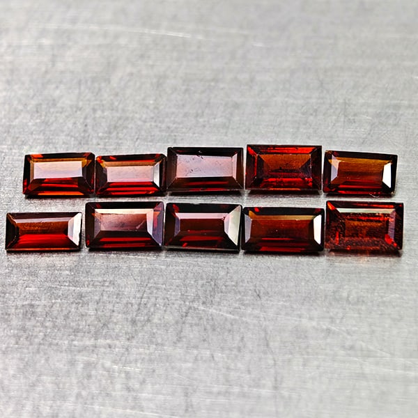 Natural Orangish Red Garnet 3.00 Ct. 10 Pcs Baguette Shape 5 x 3.1 Mm Gemstones From Tanzania (1 of 3)