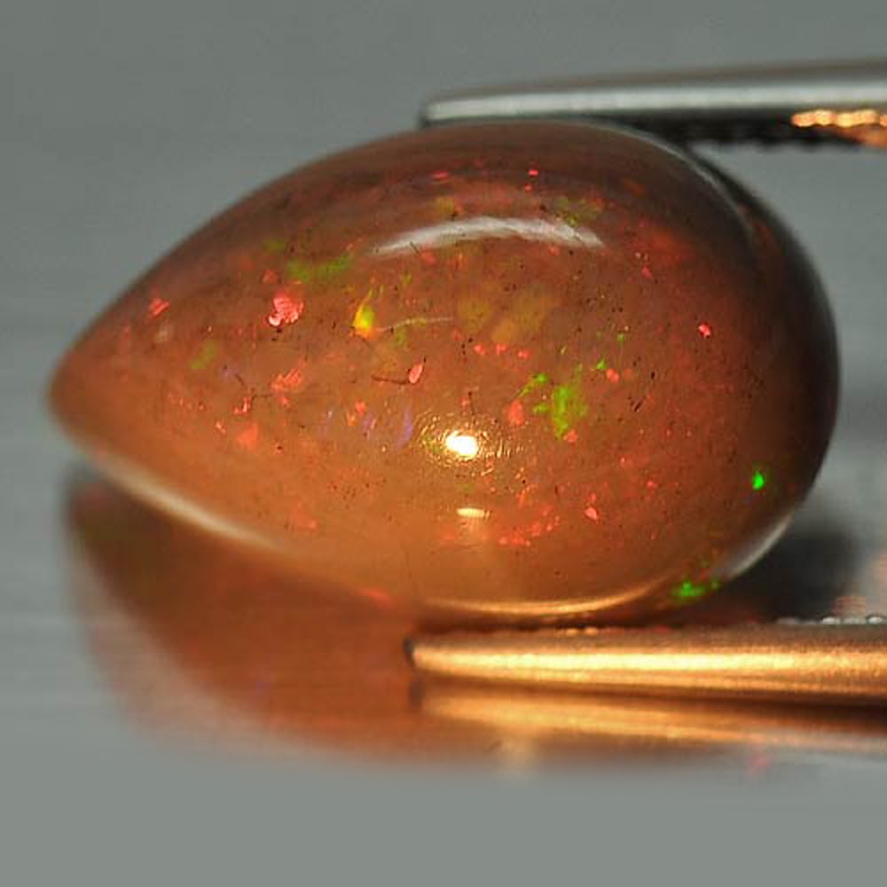 Natural Fire Red Black Opal 5.93 Ct. Pear Cabochon Shape 16 x 10 Mm. Unheated Gemstone (1 of 3)