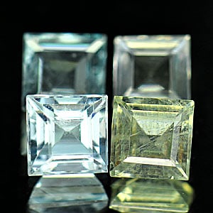 Natural Light Blue Aquamarine 2.37 Ct. 4 Pcs Square Shape 5 Mm Gemstone From Brazil (1 of 3)