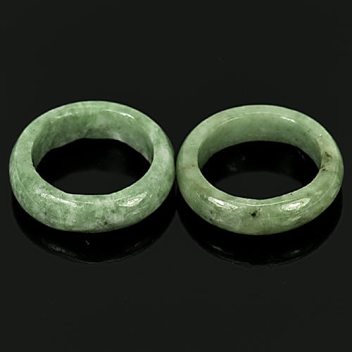 Natural Green Jade 46.06 Ct. 2 Pcs Round Shape Ring Size 9.5: Product ID: 819810555 Product Name: Natural Jade Weight: 46.06 CT. Size: 26 x 6 MM. Shape: Round Color: Green Clarity:Opaque Luster: Good Gems Origin: China Treatment: Unheated Crystal Structure: Trig