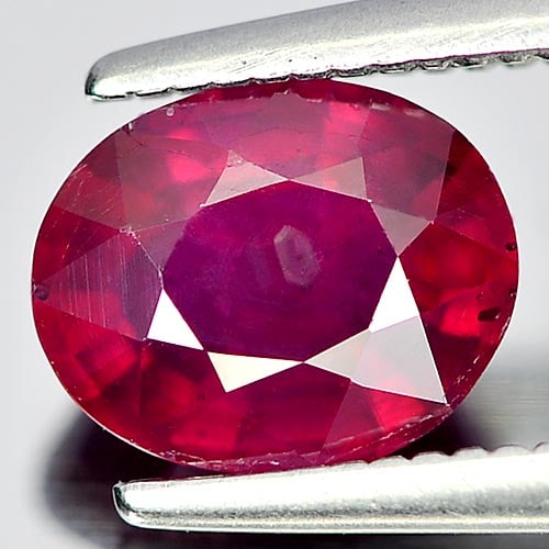 Natural Purplish Red Ruby 1.57 Ct. Oval Shape 7.3 x 6 Mm. Gemstone From Madagascar (1 of 3)
