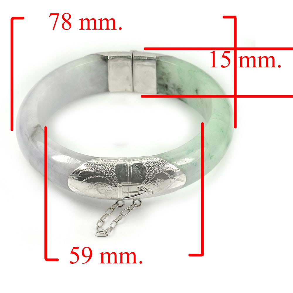 Natural Multi Color Jade Bangle with Silver Size 78 x 59 x 15 Mm. Gemstone 386.26 Ct. (1 of 3)