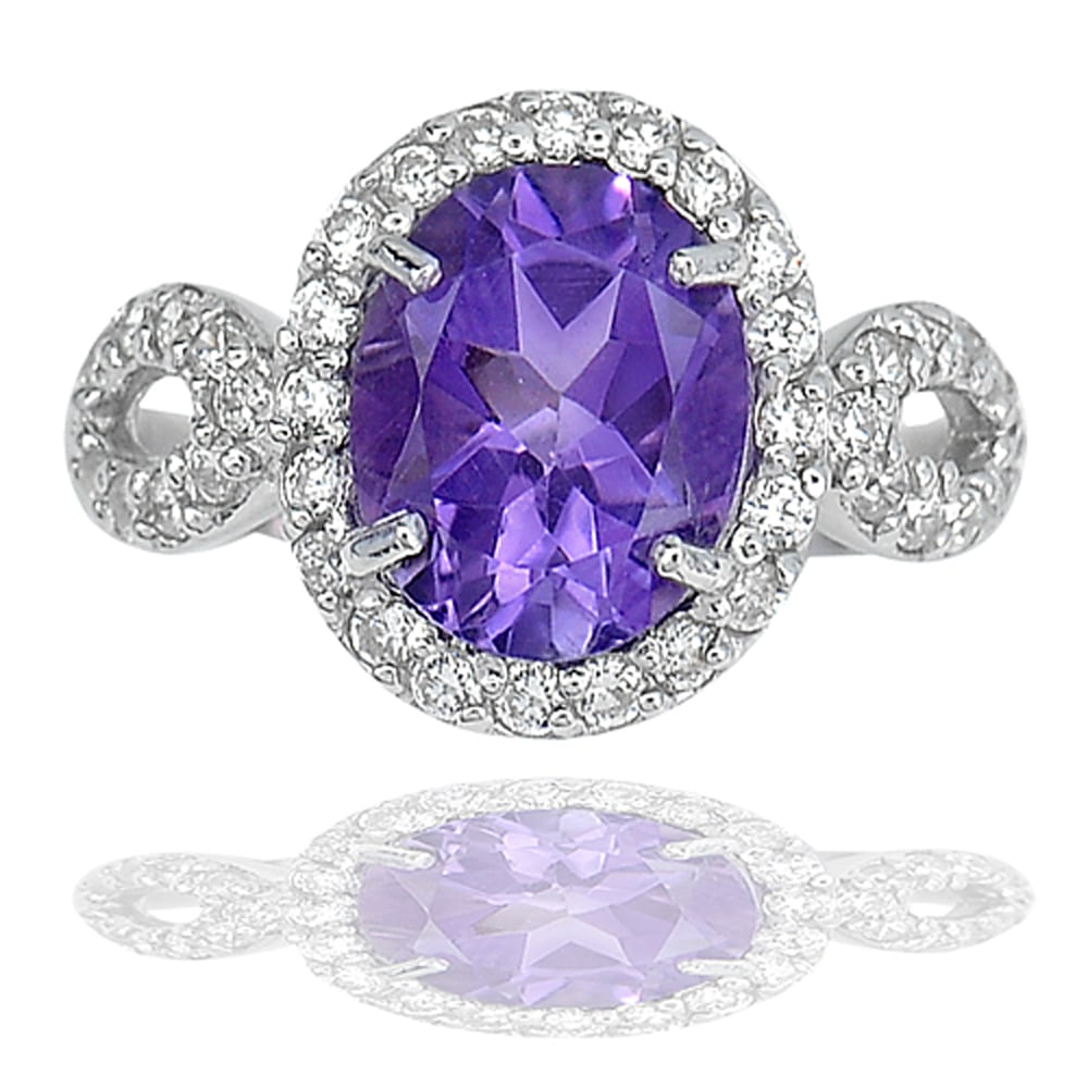 925 Sterling Silver Ring Jewelry 3.42 G. Natural Gemstone Purple Amethyst  Size 7.5 (1 of 3)