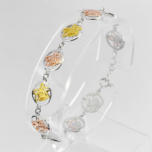925 Silver Sterling Bracelet Jewelry Three Color Lotus Design Length 6 Inch. (1 of 3)