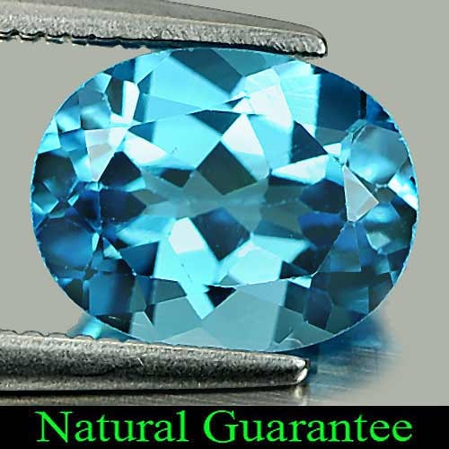 Natural Swiss Blue Topaz 2.37 Ct. Oval Shape 9.1 x 7.1 Mm. Gemstone From Brazil: Product ID: 807163179 Product Name: Natural Blue Topaz Weight: 2.37 CT. Size: 9.1 x 7.1 x 4.9 MM. Shape: Oval Color: Swiss Blue Clarity:VSI Luster: Good Gems Origin: Brazil Treatment: Treated Crystal 