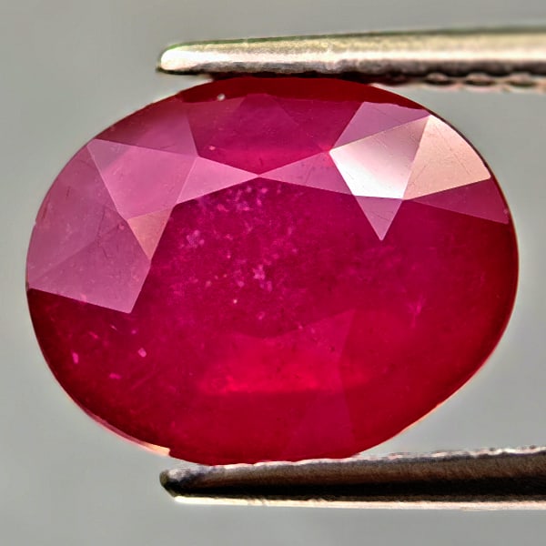 Natural Red Ruby 3.52 Ct. Oval Shape 9.1 x 8.2 Mm. Gemstone From Madagascar: Product ID: 805935056 Product Name: Natural Ruby Weight: 3.52 CT. Size: 9.1 x 8.2 x 4.2 MM. Shape: Oval Color: Red Clarity:VSI Luster: Good Gems Origin: Madagascar Treatment: Heated Lead-glass filling