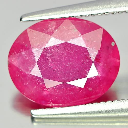 Natural Purplish Pink Ruby 2.89 Ct. Oval Shape 10 x 8 Mm Gemstone From Mozambique: Product ID: 805926832 Product Name: Natural Ruby Weight: 2.89 CT. Size: 10 x 8 x 3.8 MM. Shape: Oval Color: Purplish Pink Clarity:VSI Luster: Good Gems Origin: Mozambique Treatment: Heated (Lead-glass