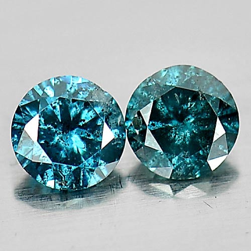 Natural Blue Loose Diamond 0.15 Ct. 2 Pcs. Round Brilliant Cut 2.7 Mm.: Product ID: 802103151 Product Name: Natural Enhanced Diamond Weight: 0.15 CT. Size: 2.7 x 2.7 x 1.6 MM. Shape: Round Brilliant Cut Color: Blue Clarity:VSI - SI1 Luster: Scintillating Gems Origin: Belg