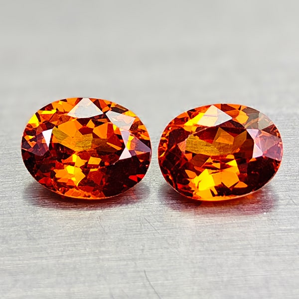 Natural Orangish Red Spessartine Garnet 1.95 Ct. 2 Pcs Oval Shape 6.5 x 5.2 Mm Gemstone From Nigeria: Product ID: 802936415 Product Name: Natural Spessartine Weight: 1.95 CT. Size: 6.5 x 5.2 x 3.2 MM. Shape: Oval Shape Color: Orangish Red Clarity:VSI Luster: Good Gems Origin: Nigeria Treatment: Unheat