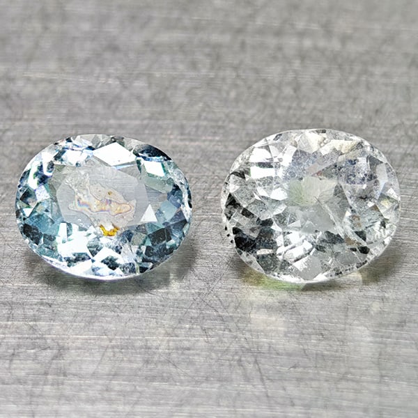 Natural Light Blue Aquamarine 1.62 Ct. 2 Pcs Oval Shape 6.5 x 5.6 Mm Gemstones From Brazil: Product ID: 800812005 Product Name: Natural Aquamarine Weight: 1.62 CT. Size: 6.5 x 5.6 x 3.6 MM. Shape: Mixed Shape Color: Light Blue Clarity:VSI Luster: Good Gems Origin: Brazil Treatment: Unheated 